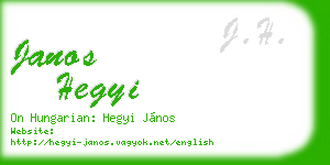 janos hegyi business card